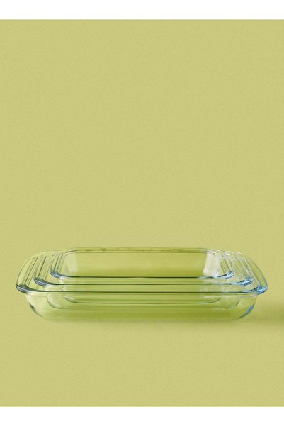 Generic 3 Piece Oven Tray Set - Made Of Glass - Rectangle - Large - Baking Di...