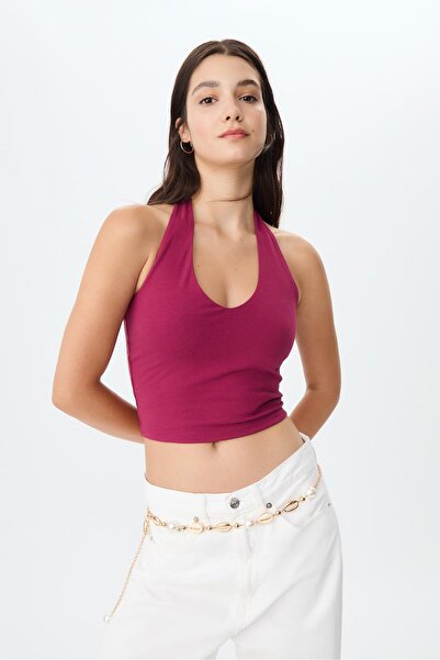 Stradivarius Halter yaka crop top