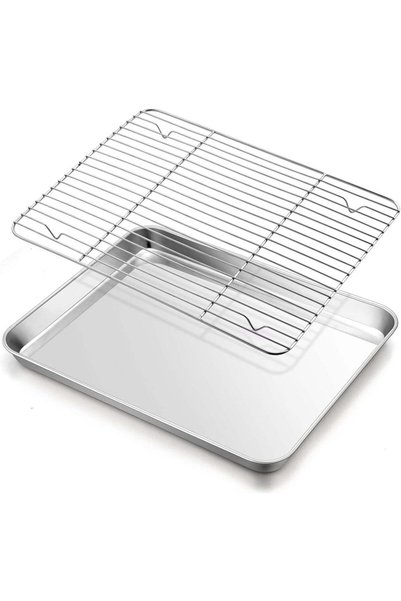 Generic Stainless Steel Baking Trays & Rack Set, Sheet and Racks Non Stick & ...