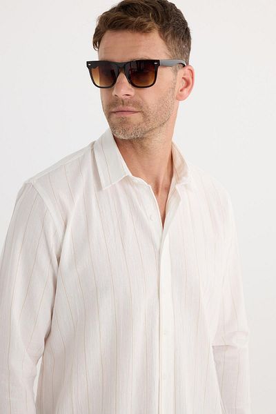 Tudors Men's Regular Fit Classic Cut Sports Collar Striped Cotton Shirt