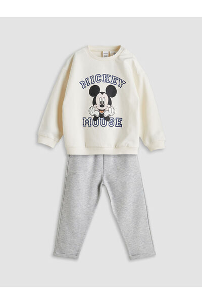 LC Waikiki Crew Neck Printed Baby Boy Sweatshirt and Tracksuit Bottom, 2-pack