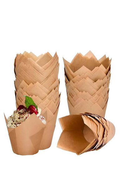 Generic 200pcs Natural Tulip Cupcake Liners for Baking, Parchment Paper Muffi...