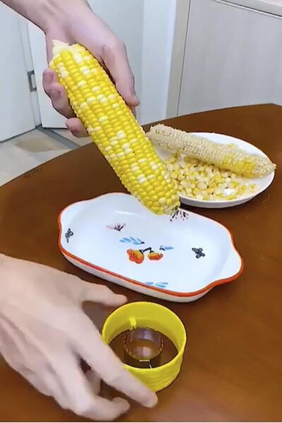 QesQin Pratik Mısır Tanesi Ayıklama Aparatı – Mısır Soyucu ve Ayıklayıcı Mutf...