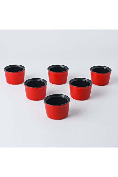 Generic 6-Pieces Colored Glaze Craft Ceramic Cake Bowl Red/Green
