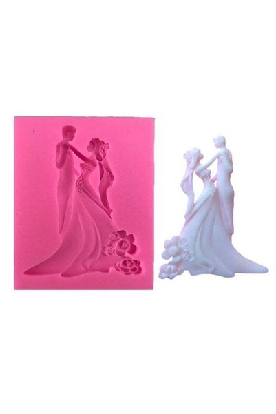Generic Bride and Groom Shape Silicone Mold Pink - Wedding Cake Topper Molds ...