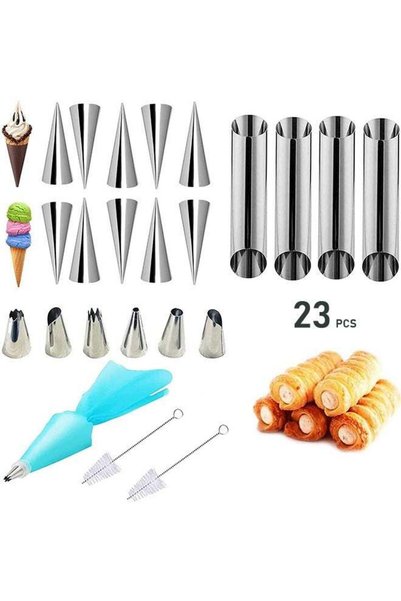 Generic 23Pcs Cannoli Tubes Cream corner molds, stainless steel cream roll mo...