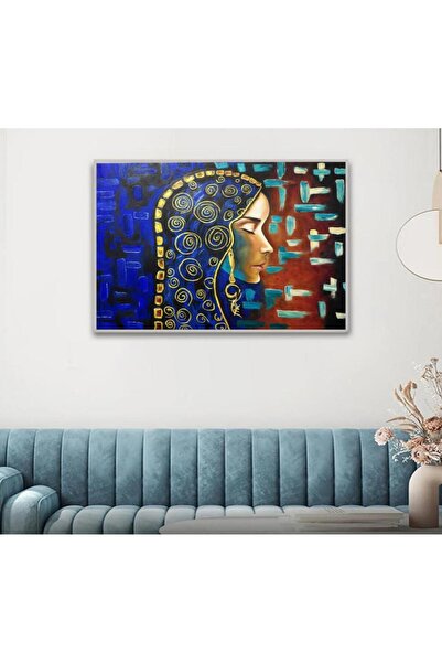 SND لوحة جدارية قماشية كانفس بتصميم امرأة، اطار فضي 120×80 سم