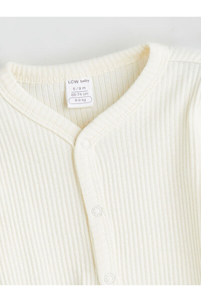 LC Waikiki Ecru V-Neck Baby Boy Romper