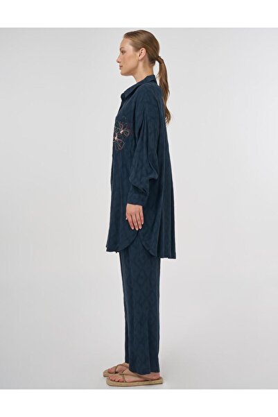 Kayra Plus Size Bead Embroidered Viscose Double Suit