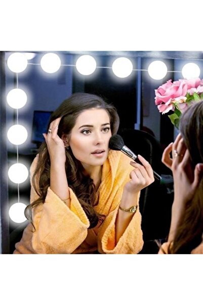 Skygo BUFFER® Nostalji Hollywood Tarzı 10lu Makyaj Masası Aynası Beyaz Led Işıklı Lamba USB