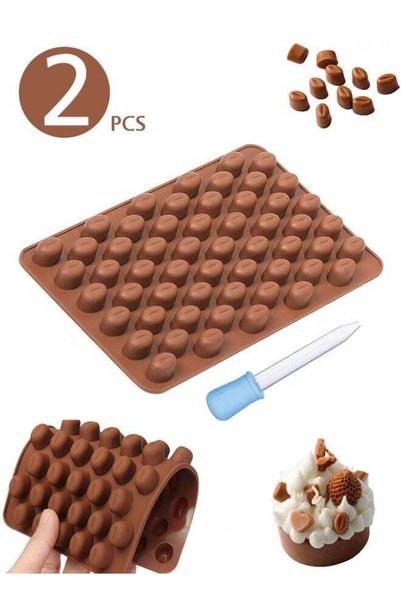Generic 2 PCS Mini Coffee Bean Molds, with a Dropper, Coffee Silicone Mold fo...