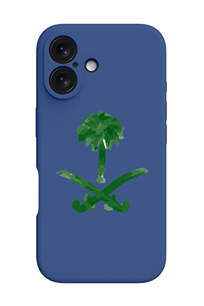 Theodor غطاء حماية سيليكون سائل مقاوم للصدمات لجهاز آيفون 16 بلس أزرق - رمز ا...