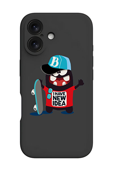 Theodor جراب حماية سيليكون سائل مقاوم للصدمات لهاتف iPhone 16 أسود - لدي فكرة...