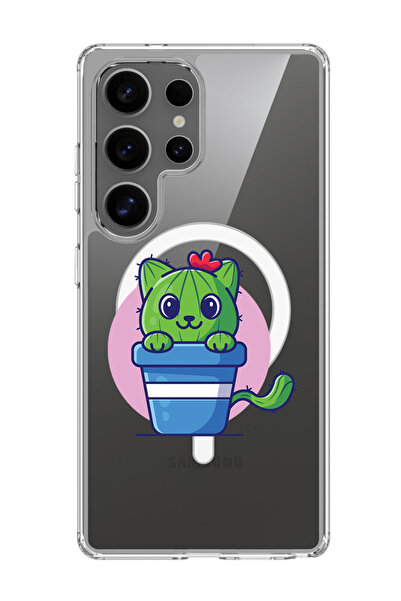 Theodor غلاف لهاتف Samsung Galaxy S25 Ultra متوافق مع MagSafe، غطاء قطة صبار ...