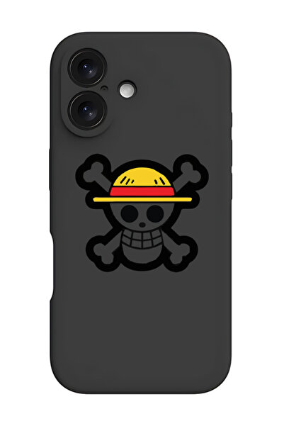 Theodor غطاء حماية سيليكون سائل مقاوم للصدمات لهاتف iPhone 16 أسود - جمجمة