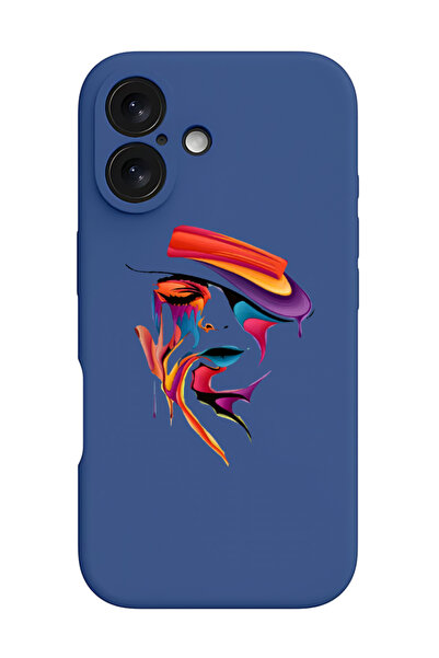 Theodor غطاء حماية سيليكون سائل مقاوم للصدمات لجهاز iPhone 16 Plus أزرق - رسم...