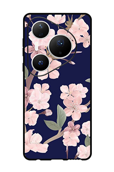 Theodor متوافق مع هواوي بيورا 80 برو بلس غطاء حماية مقاوم للصدمات زهور وردية باللون الأزرق