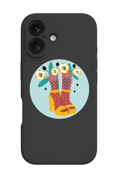 Theodor جراب حماية من السيليكون السائل المقاوم للصدمات لهاتف iPhone 16 أسود - كعب