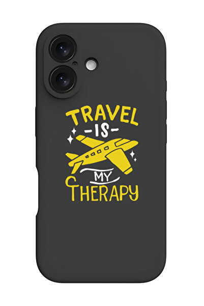 Theodor جراب حماية سيليكون سائل مقاوم للصدمات لهاتف iPhone 16 أسود - علاج السفر