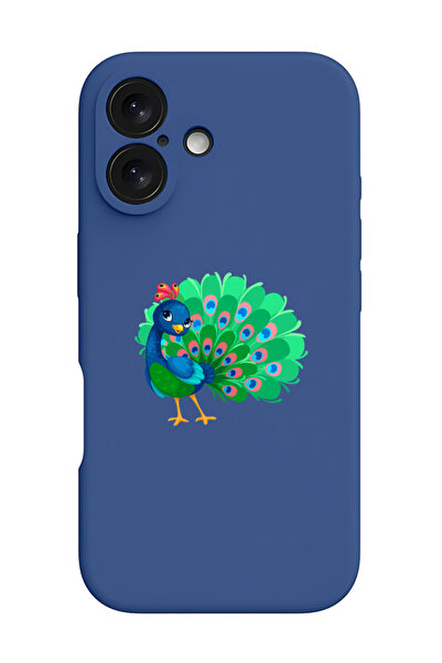 Theodor غطاء حماية سيليكون سائل مقاوم للصدمات لجهاز iPhone 16 أزرق - طاووس
