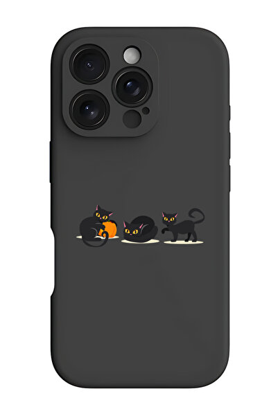 Theodor غطاء حماية أسود من السيليكون السائل المقاوم للصدمات لهاتف iPhone 16 P...