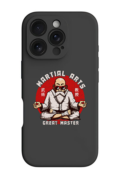 Theodor جراب حماية من السيليكون السائل المقاوم للصدمات لهاتف iPhone 16 Pro Max أسود - فنون قتالية