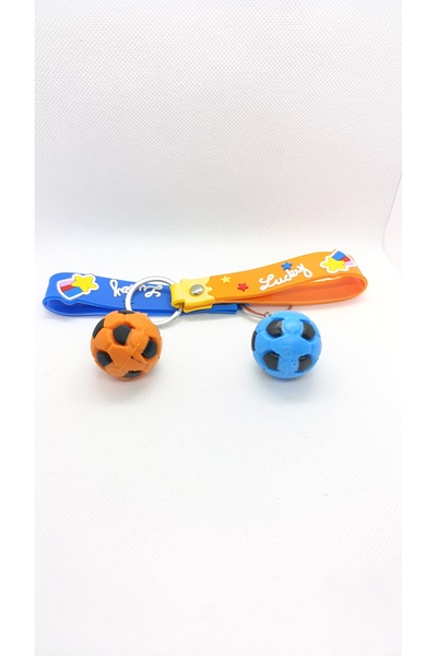 Mor Kayısı Orange and Blue 2 Football Ball Keychain