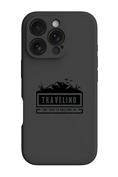 Theodor جراب حماية من السيليكون السائل المقاوم للصدمات لهاتف iPhone 16 Pro باللون الأسود - مناسب للسفر