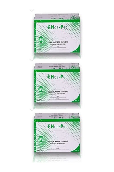 Has-Pet قفازات فينيل خالية من البودرة 100 قطعة 3 قطع مقاس M