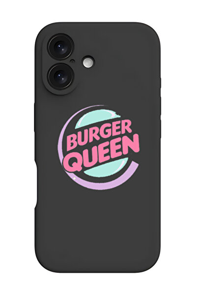 Theodor غطاء حماية سيليكون سائل مقاوم للصدمات لهاتف iPhone 16 أسود - برجر كوين