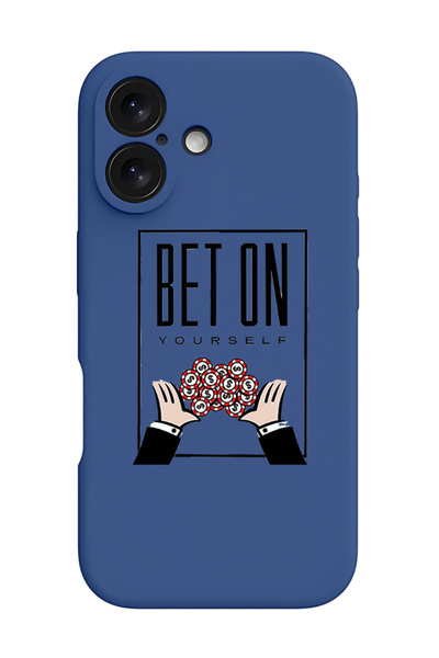 Theodor جراب سيليكون سائل أزرق واقٍ مقاوم للصدمات لهاتف iPhone 16 Plus - راهن على نفسك