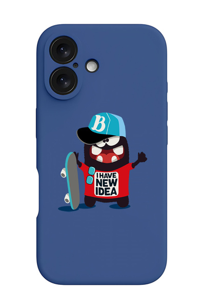 Theodor جراب حماية سيليكون سائل مقاوم للصدمات لهاتف iPhone 16 أزرق - لدي فكرة جديدة