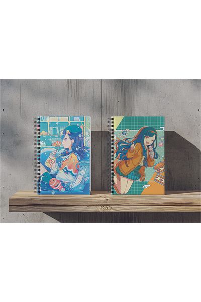 nihonwosekai 2Pcs A5 Size Unlined 50 Sheets Anime Spiral Notebook Hatsune Miku Pjsekai Colorful Project Sekai