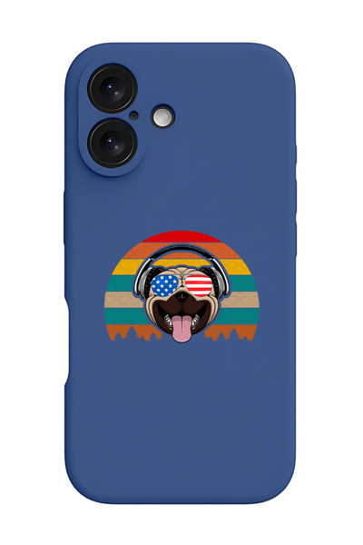 Theodor جراب حماية سيليكون سائل مقاوم للصدمات لهاتف iPhone 16 أزرق - مع سماعا...