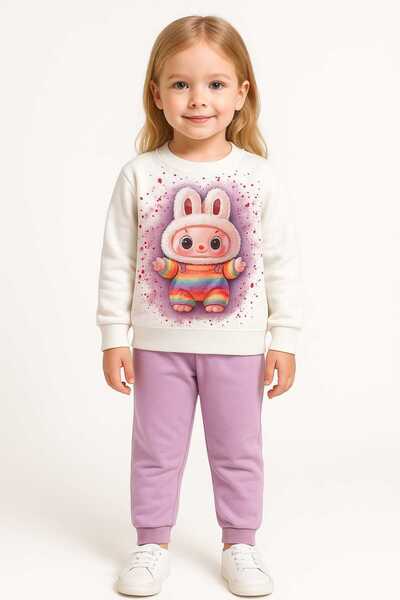 Midani Store Labubu Girl's Tracksuit Set 2 Pieces |   Sweatshirt Sweatpants Sports Comfortable Casual Suit Fall 3- 9 Yas
