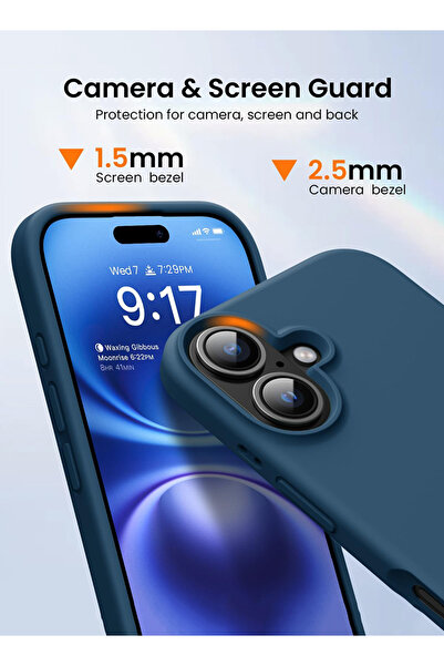 Theodor غطاء حماية سيليكون سائل مقاوم للصدمات لجهاز iPhone 16 Plus أزرق - باسيفيك باي