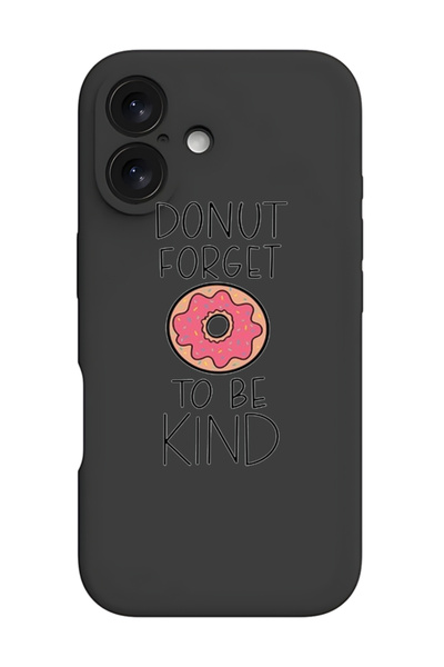 Theodor iPhone 16 Black Protective Liquid Silicone Shockproof Case - donut-fo...