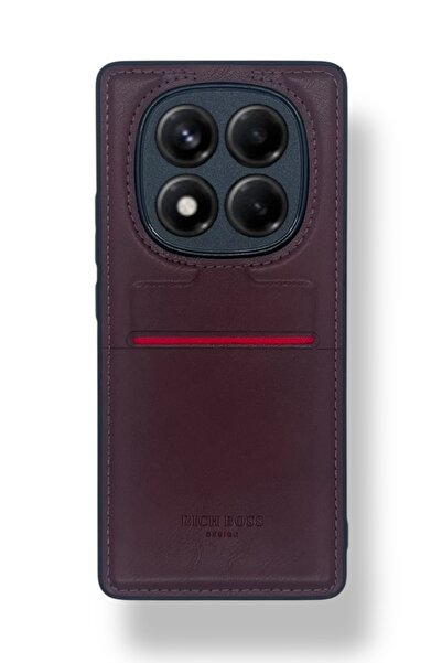 Velvoria Redmi Note 14 Pro 4g Leather Card Holder Luxury Case Dark Red