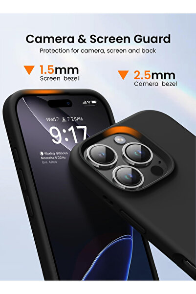 Theodor iPhone 16 Pro Max Black Protective Liquid Silicone Shockproof Case - life is short
