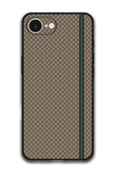 Theodor جراب متوافق مع جهاز Apple i16e مقاس 6.1 بوصة - شريط أحمر وأخضر على بني