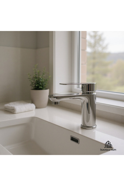 İSAOĞLU YAPI Chrome Sink Faucet Brass Bathroom Sink Fixture