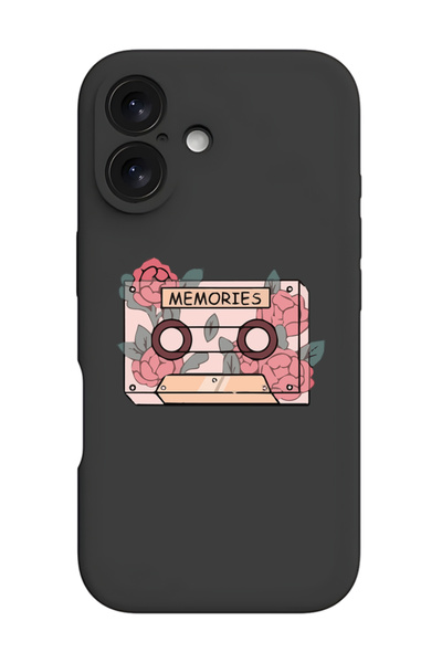 Theodor جراب حماية سيليكون سائل مقاوم للصدمات لهاتف iPhone 16 Plus أسود - ذكريات