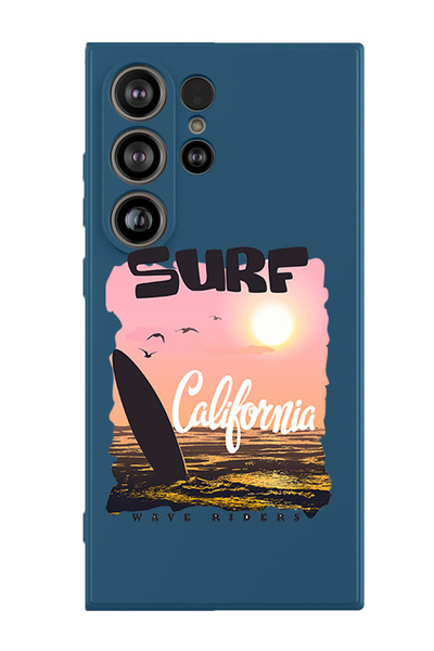 Theodor غطاء حماية سائل من السيليكون المقاوم للصدمات لهاتف سامسونج جالاكسي S25 ألترا (أزرق) - سيرف كاليفورنيا