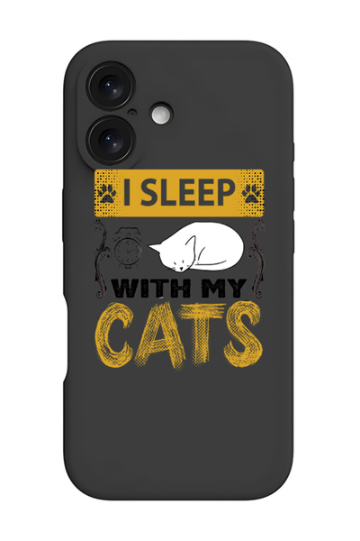 Theodor غطاء حماية سيليكون سائل مقاوم للصدمات لهاتف iPhone 16 أسود - أنا أنام