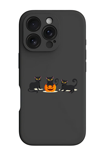 Theodor جراب حماية أسود من السيليكون السائل المقاوم للصدمات لهاتف iPhone 16 P...