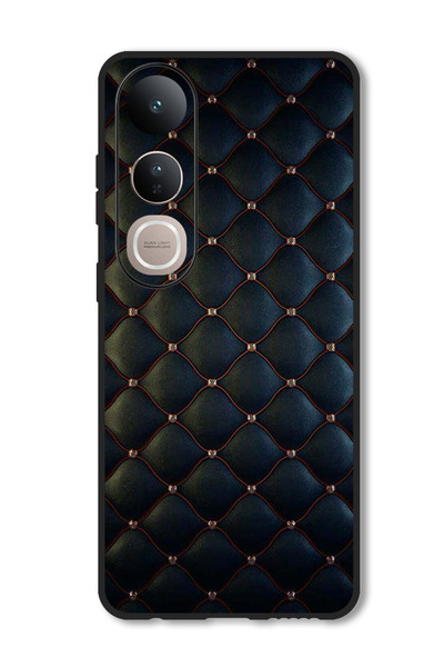 Theodor جراب متوافق مع هاتف Vivo V50 Lite، غطاء حماية مقاوم للصدمات، مطبوع عليه نقشة قماش سوداء