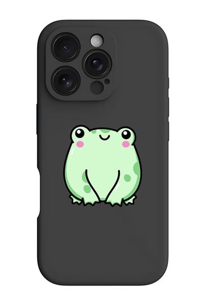 Theodor غطاء حماية سيليكون سائل مقاوم للصدمات لهاتف iPhone 16 Pro أسود - ضفدع