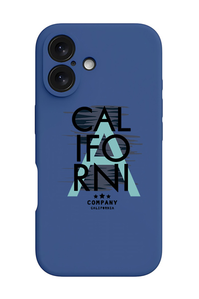 Theodor غطاء حماية سيليكون سائل مقاوم للصدمات لجهاز iPhone 16 Plus أزرق - أسود كاليفورنيا