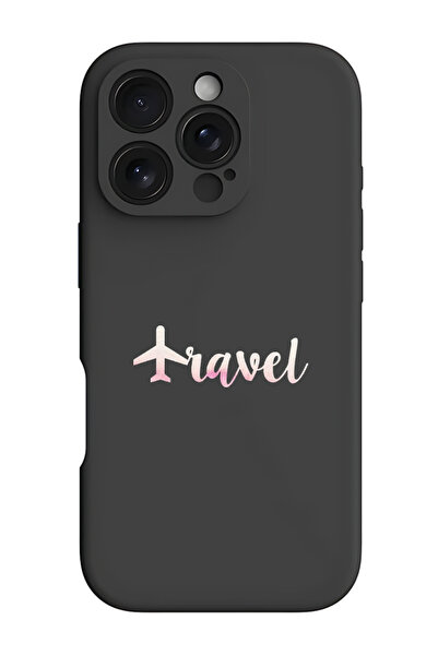 Theodor جراب حماية من السيليكون السائل المقاوم للصدمات لهاتف iPhone 16 Pro باللون الأسود - سفر