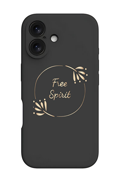 Theodor غطاء حماية سيليكون سائل مقاوم للصدمات لهاتف iPhone 16 أسود - دائرة فري سبيريت